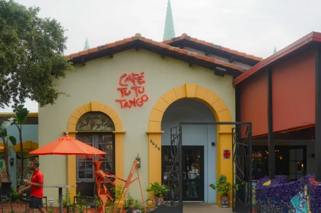 The colorful entrance to Café Tu Tu Tango
